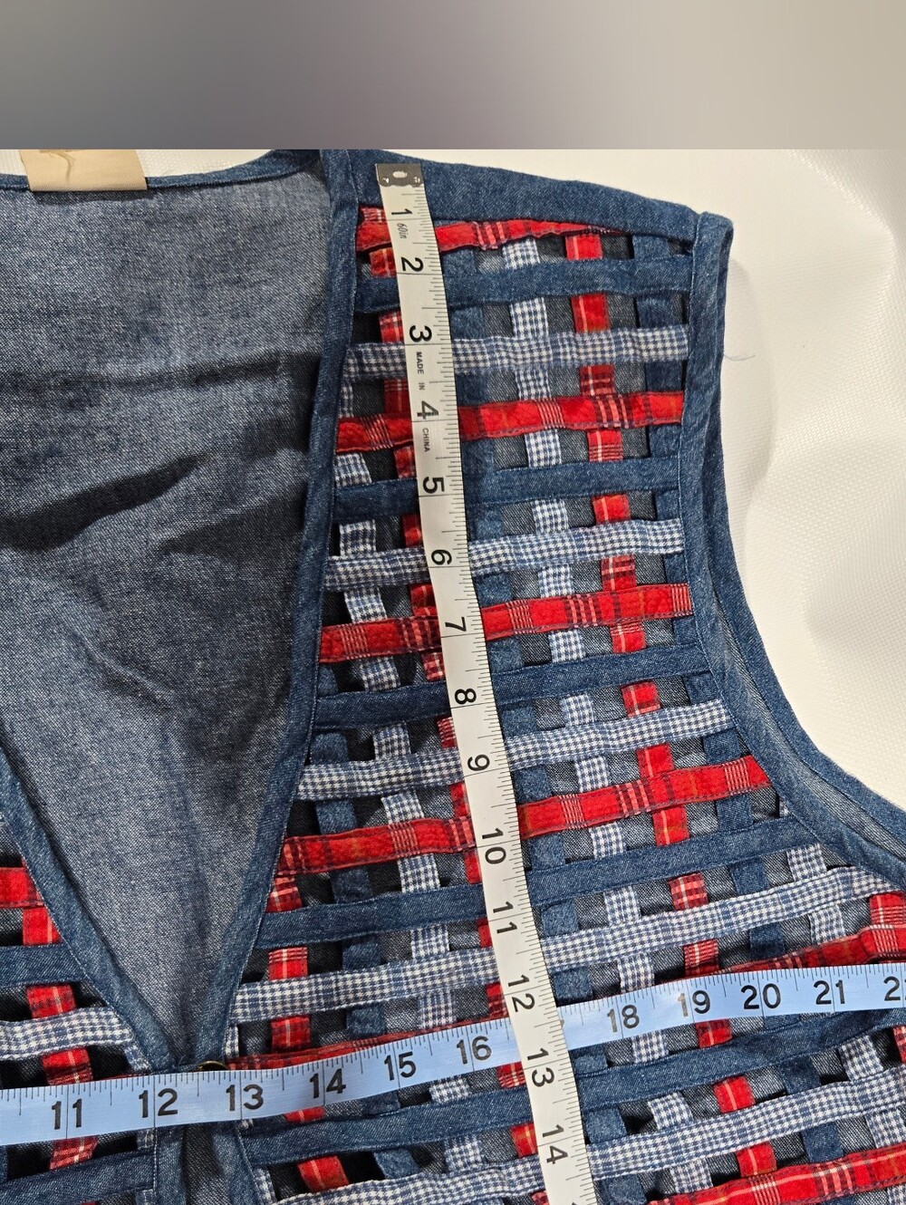 Vintage Koret City Blues Basket Weave Denim Vest Sz XL Like NEW - Picture 10 of 10
